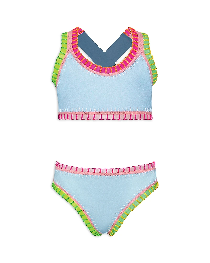 Pq Swim Girls' Sporty Rainbow Two Piece Swimsuit - Little Kid, Big Kid