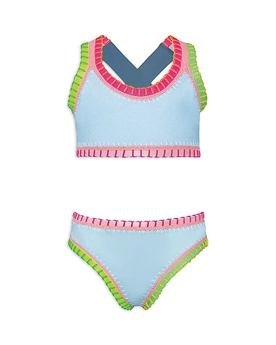 Pq Swim Girls' Sporty Rainbow Two Piece Swimsuit - Little Kid, Big Kid