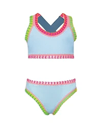 Pq Swim Girls' Sporty Rainbow Two Piece Swimsuit - Little Kid, Big Kid