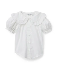 Janie and Jack Girls' Lace Trim Collar Top - Baby, Little Kid, Big Kid
