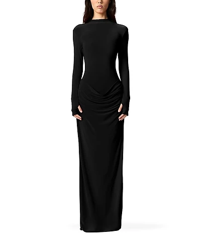 Nocturne High-Neck Ruched Maxi Dress