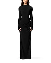 Nocturne High-Neck Ruched Maxi Dress