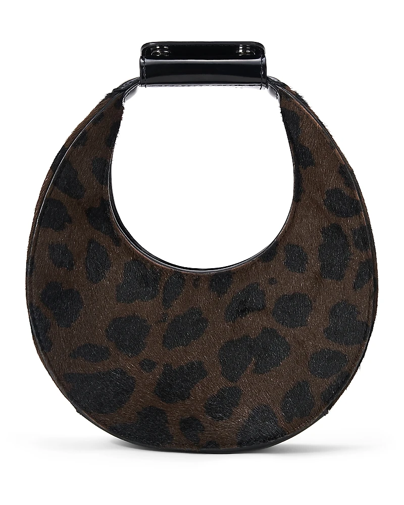 Staud Good Night Moon Leopard Print Calf Hair Shoulder Bag