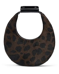 Staud Good Night Moon Leopard Print Calf Hair Shoulder Bag