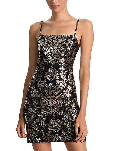 Alice and Olivia Fifi Metallic Brocade Mini Dress