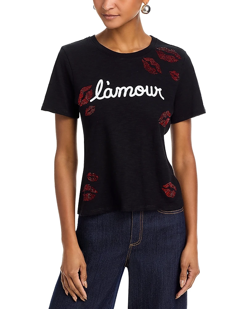 Cinq a Sept Kissing Booth Embellished Tee