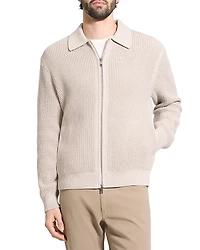Theory Gary Collar Relaxed Fit Full Zipper Sweater