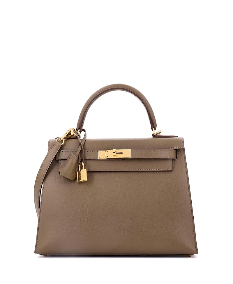 Pre-Owned HERMES Kelly 28 Handbag Brown Madame with Gold Hardware