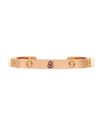 Pre-Owned Cartier Love Cuff Bracelet 18K Rose Gold with Pink Sapphire