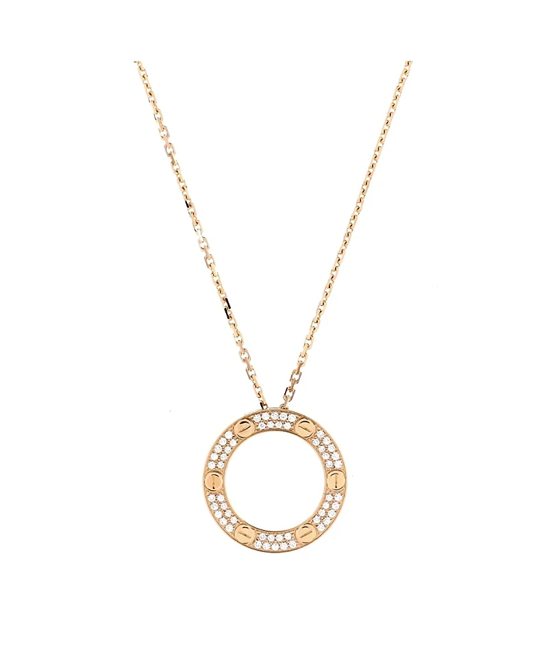 Pre-Owned Cartier Pave Love Pendant Necklace 18K Gold and Diamonds, 16.5