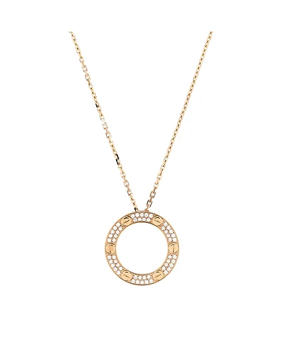 Pre-Owned Cartier Pave Love Pendant Necklace 18K Gold and Diamonds, 16.5