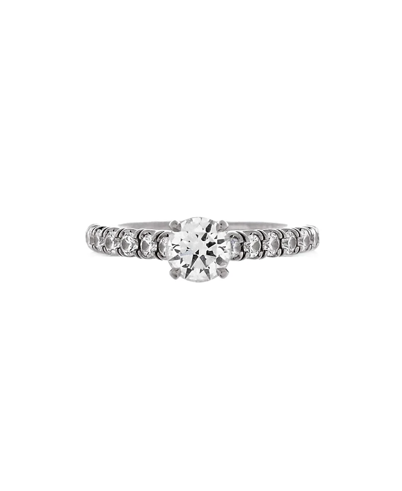 Pre-Owned Cartier 0.50CT Etincelle de Cartier Solitaire Ring Platinum with Rbc Diamond and Pave Diamonds E/VVS1