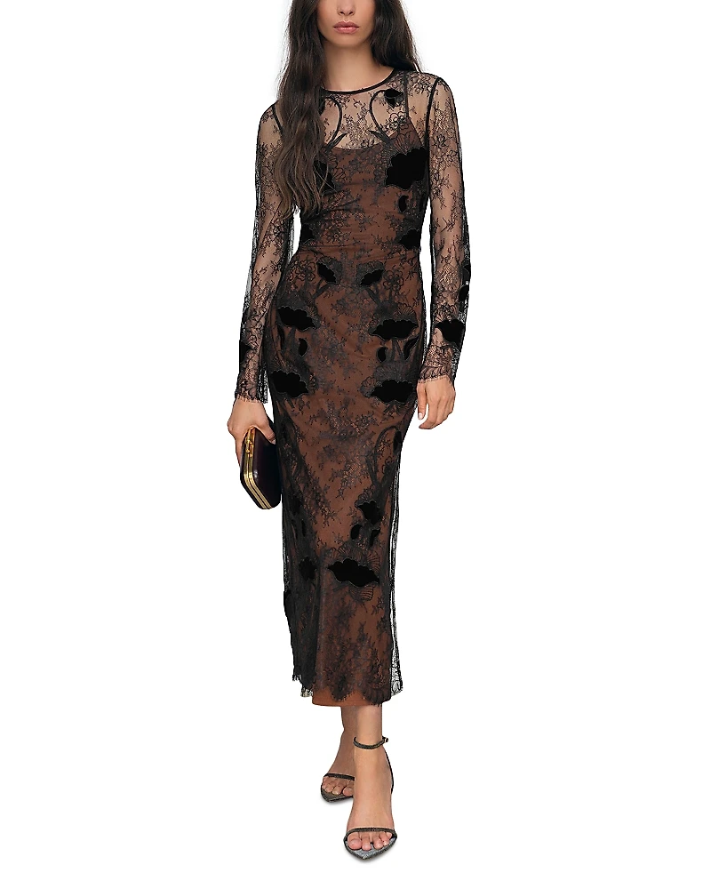 Reiss Petites Lulu Lace Detail Midi Dress