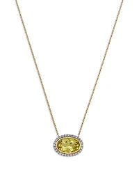 Bloomingdale's Fine Collection Lemon Quartz & Diamond Halo Pendant Necklace