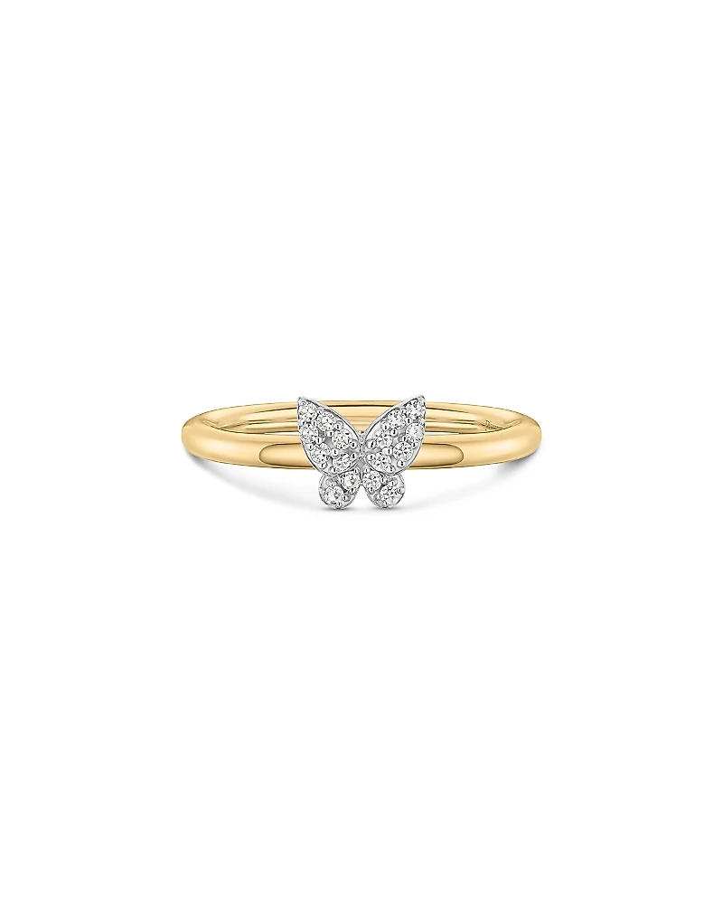 Phillips House 14K Yellow Gold Diamond Stack Butterfly Ring, 0.09 tcw