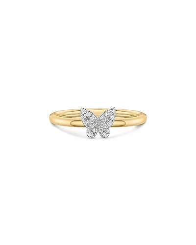 Phillips House 14K Yellow Gold Diamond Stack Butterfly Ring, 0.09 tcw