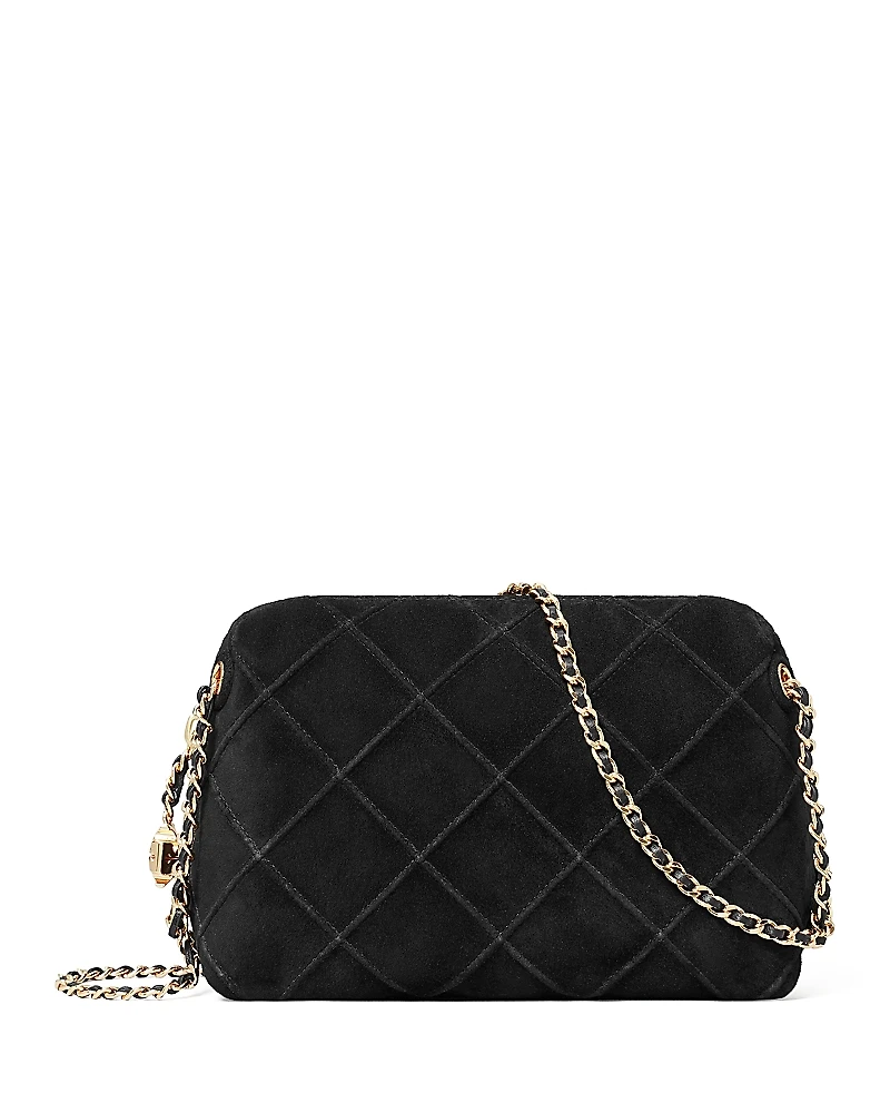 Tory Burch Fleming Quilted Suede Crossbody Bag