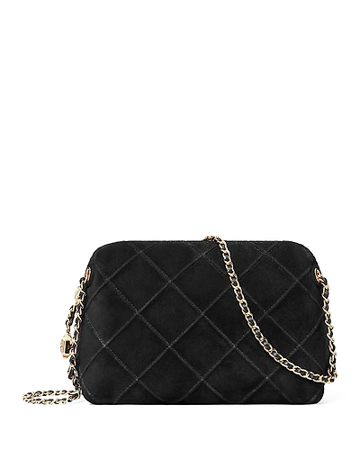 Tory Burch Fleming Quilted Suede Crossbody Bag