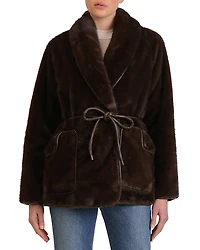 Avec Les Filles Faux Fur Belted Robe Coat