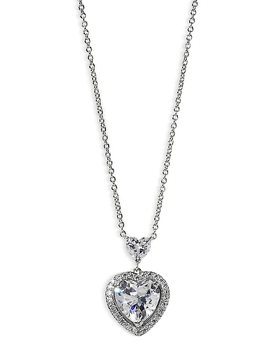 Nadri Le Bisou Cubic Zirconia Heart Halo Pendant Necklace, 16-18