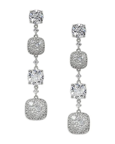 Nadri Crushed Cubic Zirconia Cushion Linear Drop Earrings