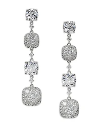 Nadri Crushed Cubic Zirconia Cushion Linear Drop Earrings