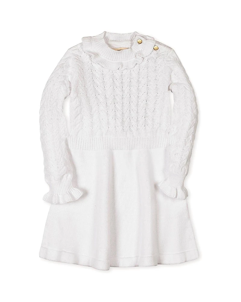 Hope & Henry Girls' Organic Chunky Ruffle Edge Sweater Dress - Baby, Little Kid