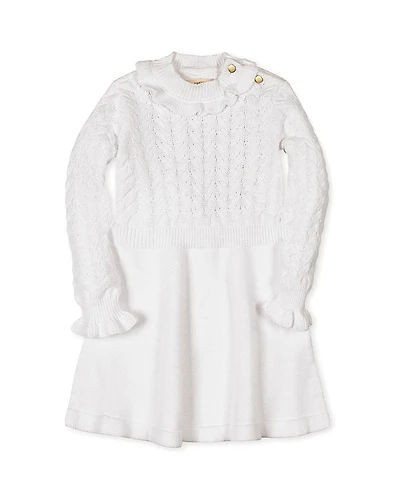 Hope & Henry Girls' Organic Chunky Ruffle Edge Sweater Dress - Baby, Little Kid