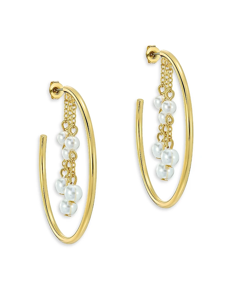Ted Baker Cassidy Cascade Imitation Pearl Hoop Earrings, 1.7 diameter