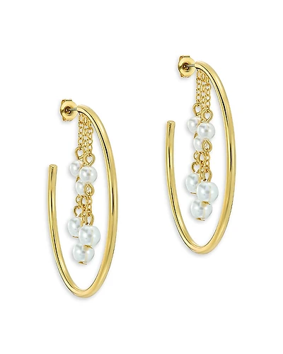 Ted Baker Cassidy Cascade Imitation Pearl Hoop Earrings, 1.7 diameter
