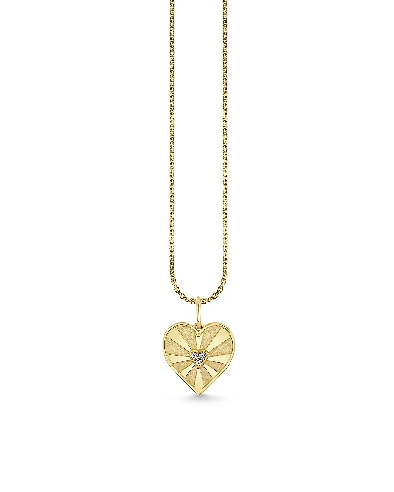 Sydney Evan 14K Yellow Gold Diamond Ace of Hearts Charm Necklace, 16