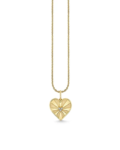Sydney Evan 14K Yellow Gold Diamond Ace of Hearts Charm Necklace, 16