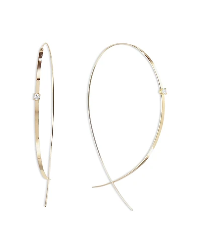Lana Jewelry 14K Yellow Gold Diamond Upside Down Hoop Threader Earrings