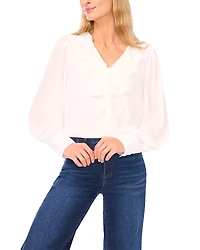 CeCe Ruffle Tie Neck Blouse