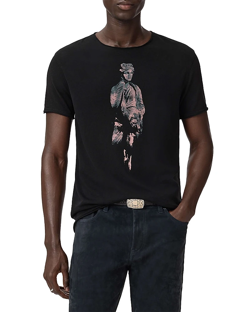 John Varvatos Short Sleeve Raw Edge Graphic Tee