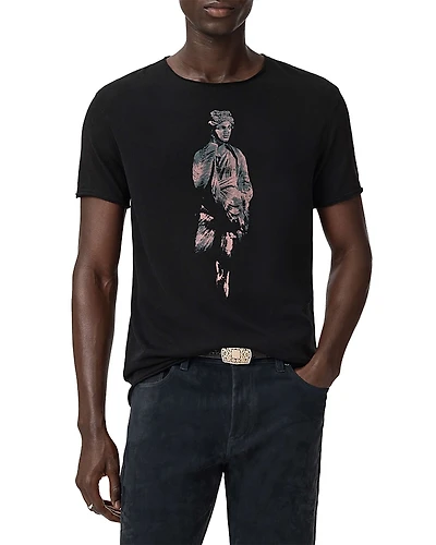 John Varvatos Short Sleeve Raw Edge Graphic Tee