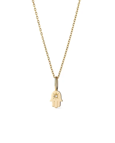 Ana Luisa Solid Yellow Gold Lab Grown Diamond Hamsa Necklace