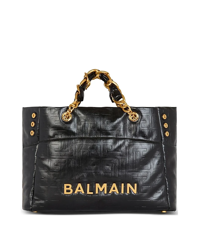 Balmain 1945 Soft Crackled Leather Tote Bag