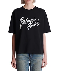 Balmain Boxy T-Shirt With Paris Brush Print