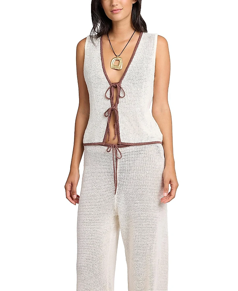 Onia Linen Knit Tie Front Tank Top