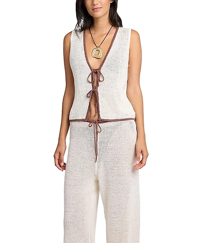 Onia Linen Knit Tie Front Tank Top