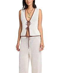 Onia Linen Knit Tie Front Tank Top