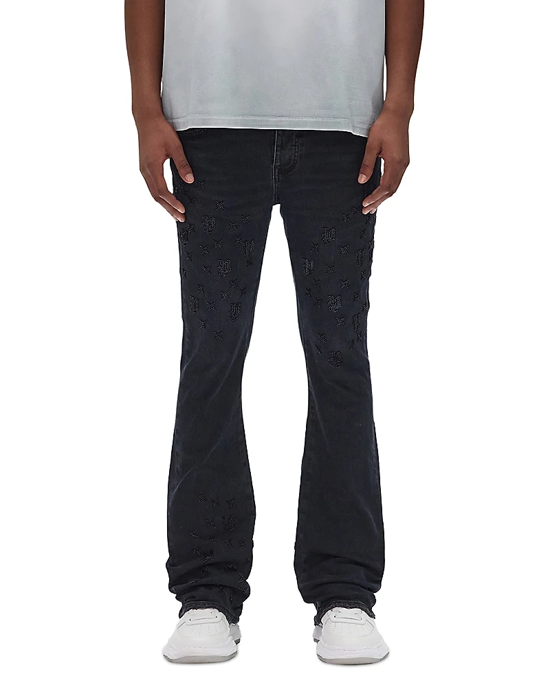 Purple Brand Flared Leg Beaded Monogram Jeans
