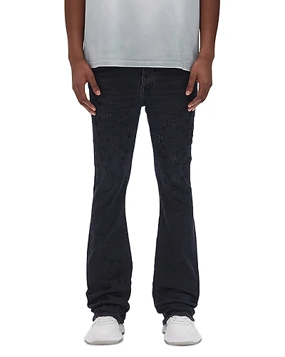 Purple Brand Flared Leg Beaded Monogram Jeans