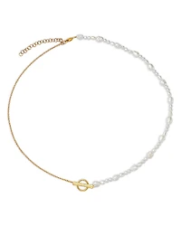 Moon & Meadow 14K Yellow Gold Freshwater Pearl Toggle Necklace, 16