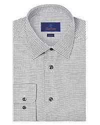 David Donahue Trim Fit Micro Twill Check Dress Shirt