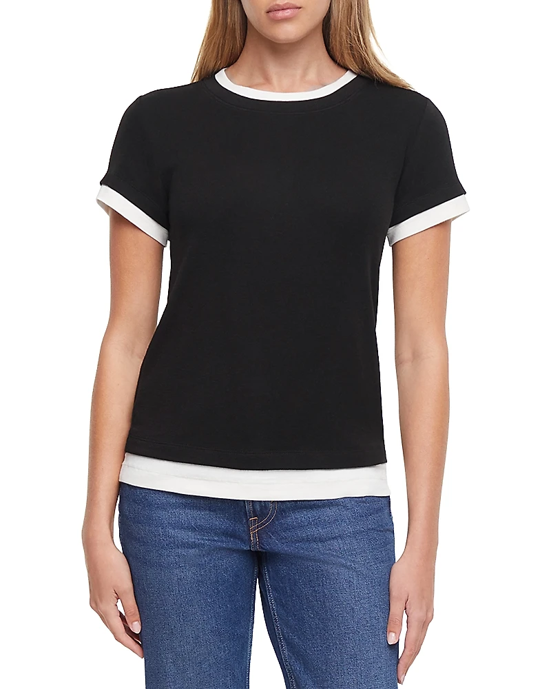 Three Dots Veronica Layered Short Sleeve Tee