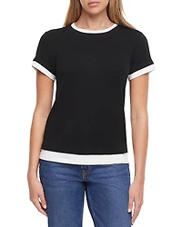 Three Dots Veronica Layered Short Sleeve Tee