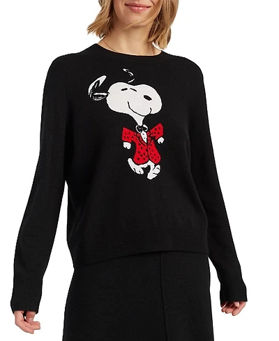 Chinti & Parker Women's Wool Cashmere Crewneck Dancing Snoopy Sweater