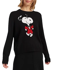 Chinti & Parker Women's Wool Cashmere Crewneck Dancing Snoopy Sweater